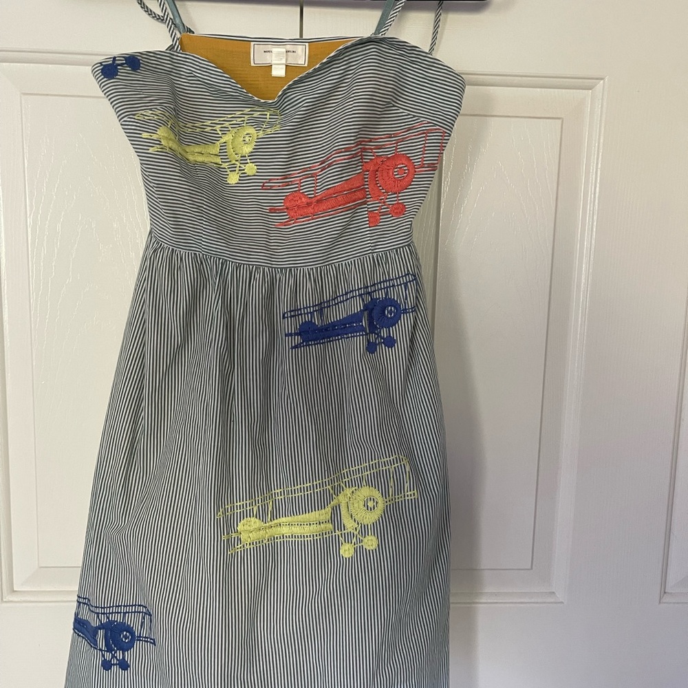 Moulinette Soeurs airplane pinstripe dress cotton summer sundress ✈️ - Picture 5 of 17